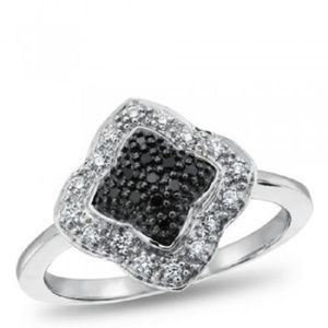 Sterling Silver Black CZ Ring Size 6